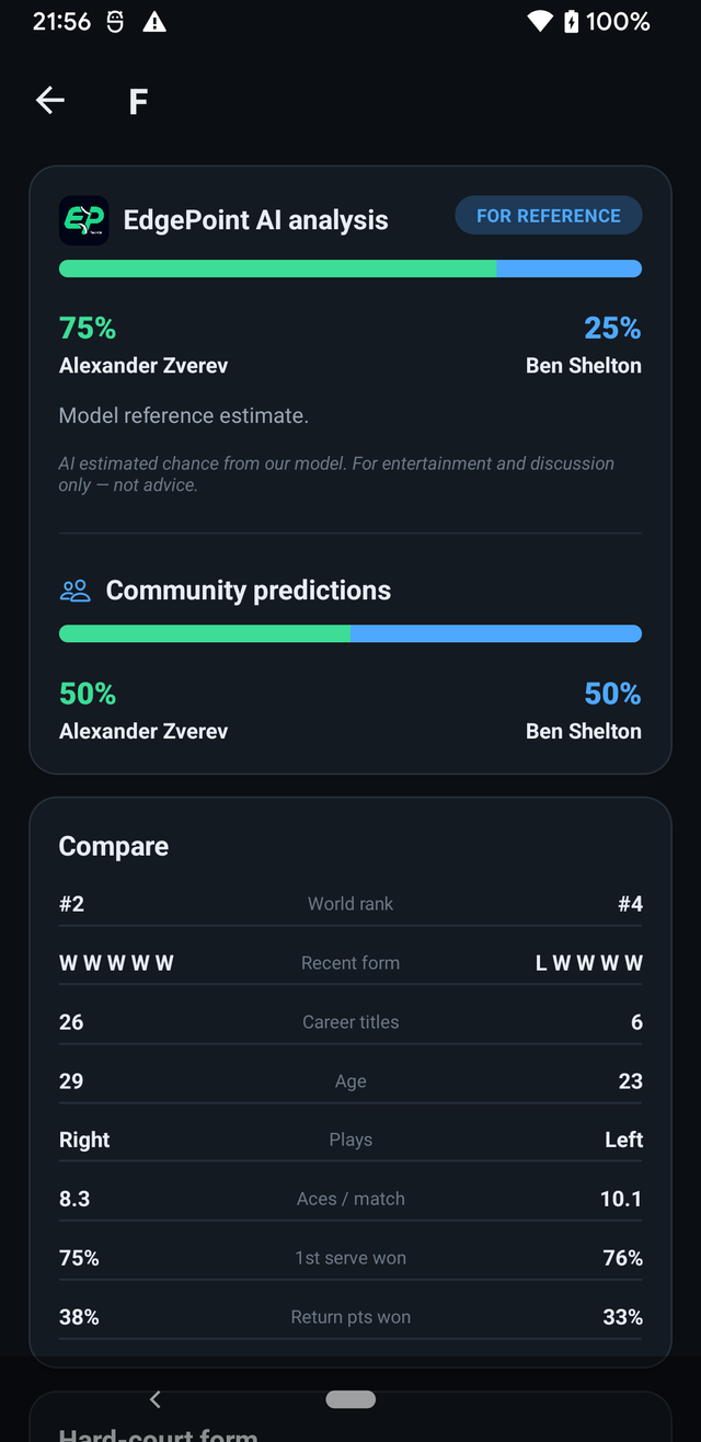 AI match insight screen